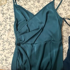 Dark teal blue dress with split thigh opening